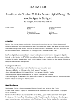 Praktikum ab Oktober 2016 im Bereich digital Design für