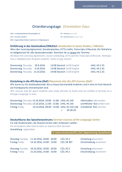 Orientierungstage für Gaststudierende