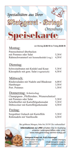 diese Woche - Metzgerei Kriegl