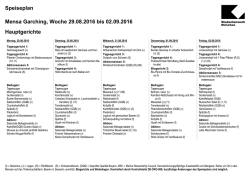 Speiseplan Mensa Garching, Woche 29.08.2016 bis 02.09.2016