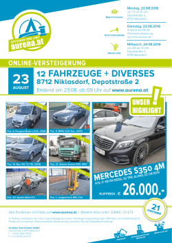 Flyer 11 Fahrzeuge - Aurena Auktionen GmbH