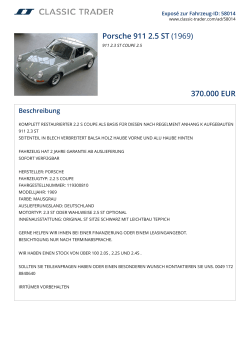 Porsche 911 2.5 ST (1969) 370.000 EUR