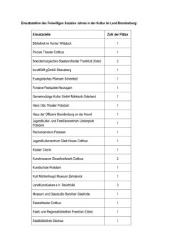 Einsatzstellen des Freiwilligen Sozialen Jahres in der Kultur im