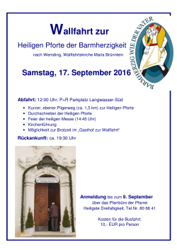 Wallfahrt zur Heiligen Pforte der Barmherzigkeit am 17.09.2016