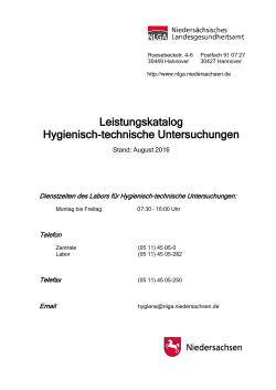 Leistungskatalog: Hygienisch-technische Untersuchungen (Stand