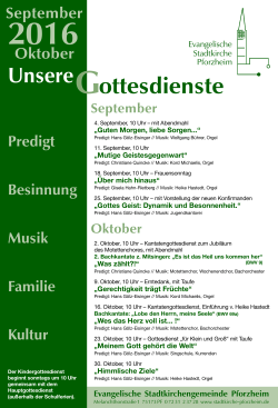 September Oktober - Stadtkirche Pforzheim / Stadtkirchengemeinde