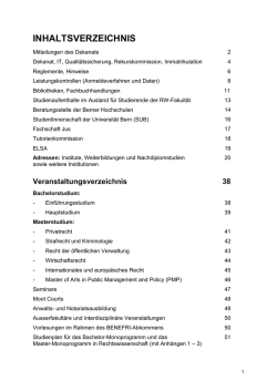 INHALTSVERZEICHNIS - Rechtswissenschaftliche Fakult&auml;t