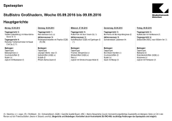 Speiseplan StuBistro Großhadern, Woche 05.09.2016 bis 09.09