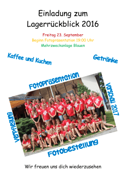 Einladung Sola-Rückblick 2016 - Sommerlager Dittingen/Blauen