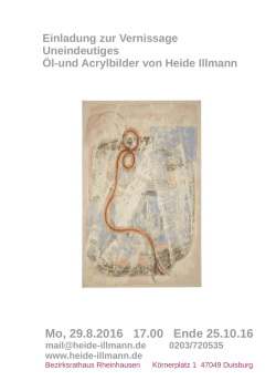 Mo, 29.8.2016 17.00 Ende 25.10.16