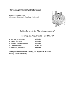 Gottesdienste 28 August 2016 - Pfarreiengemeinschaft Ottmaring