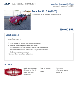 Porsche 911 2.0 (1965) 250.000 EUR
