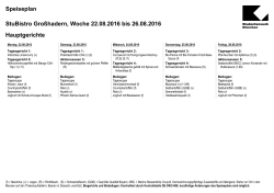 Speiseplan StuBistro Großhadern, Woche 22.08.2016 bis 26.08