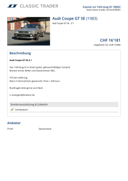 Audi Coupe GT 5E (1983) CHF 16`119