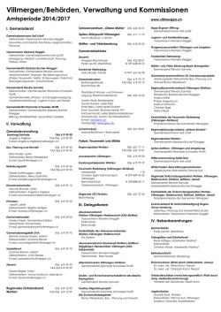 Villmergen/Beh&ouml;rden, Verwaltung und Kommissionen