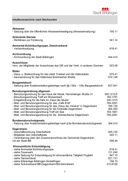 Inhaltsverzeichnis nach Stichworten
