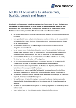Grunds&auml;tze f&uuml;r Arbeitsschutz, Qualit&auml;t, Umwelt und Energie