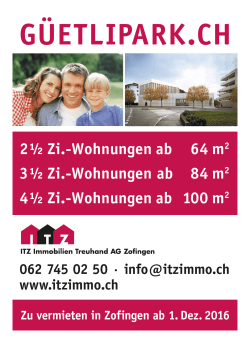 Wohnungen ab 84 m2 4½ Zi.-Wohnungen ab 100 m2