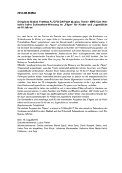 Dringliche Motion gegen Kinder-Schiesskurse