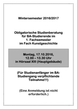 Studienberatung BA-Studierende am 17.10.2016, 12 Uhr