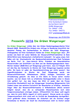 Presseinfo 12 /1 6 Die Grünen Wangerooger