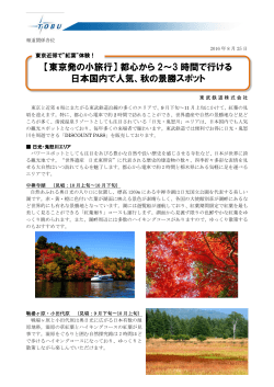 都心から 2～3 時間で行ける 日本国内で人気、秋の景勝スポット