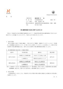 株主優待制度の拡充に関するお知らせ