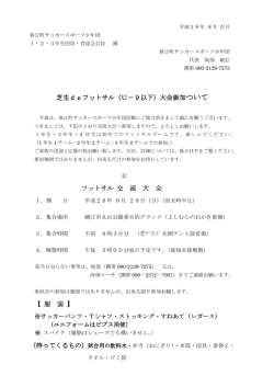 芝生deフットサル 芝生deフットサル（U－9以下）大会参加ついて