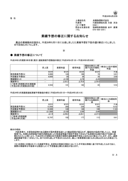 業績予想の修正に関するお知らせ