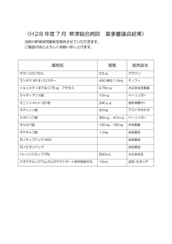 薬事審議会採用薬品