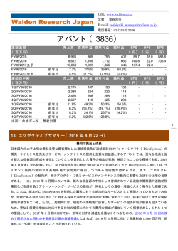 アバント（3836） - 株式会社ウォールデンリサーチジャパン