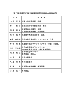第二期武蔵野市観光推進計画策定委員会委員名簿 （PDF 83.4KB）