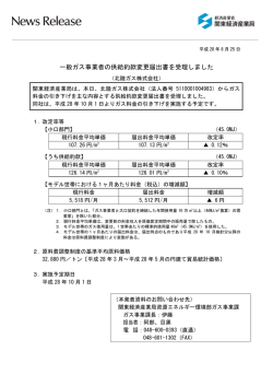 一般ガス事業者の供給約款変更届出書を受理しました