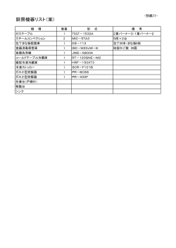別紙11 厨房機器リスト（案）(PDF文書)