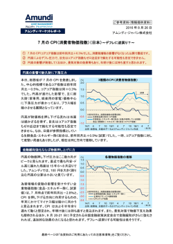 7 月の CPI（消費者物価指数）（日本）～デフレに逆戻り？
