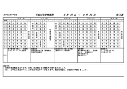 平成28年度時間割 8 月 22 日 ～ 8 月 26 日 第18週