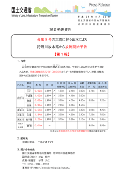 記者発表資料 台風 9 号 の大雨に伴う出水により 狩野川放水路から放流