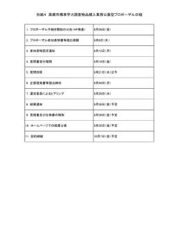 別紙4 高槻市標準学力調査物品購入業務公募型プロポーザル日程