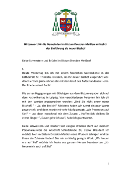 Hirtenwort zur Amtseinf&uuml;hrung des Bischofs von Dresden