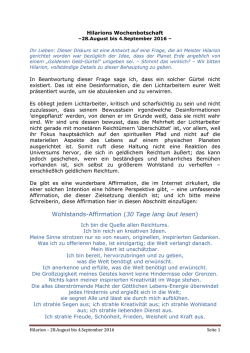 Hilarions Wochenbotschaft