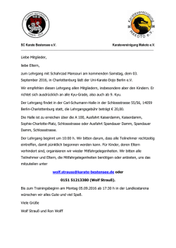 Infos f&uuml;r die Eltern - SC Karate Bestensee