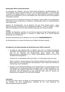 Bedingungen SEPA-Lastschriftverfahren - LOTTO Baden