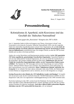 "Koexistenz"-Kongress des JNF in Köln - IPK-Bonn