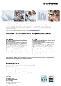 Hardwarenaher Softwareentwickler (m/w) Embedded Systems
