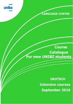 Course Catalogue For new UNIBZ students