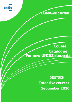 Course Catalogue For new UNIBZ students