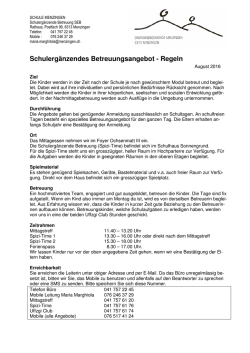 Infos und Regeln Schulerg&auml;nzende Betreuung
