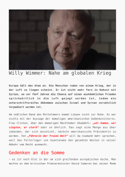 Willy Wimmer: Nahe am globalen Krieg - K