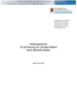 Handlungsrahmen f&uuml;r die Nutzung von &bdquo;Sozialen Medien&ldquo; durch