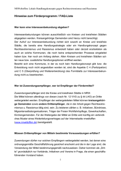Hinweise zum F&ouml;rderprogramm / FAQ-Liste